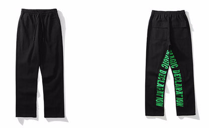 men jeans hip hop letters embroidery denim jeans high street casual loose straight elastic waist joggers hip hop streetwear pant unique joggers style 2859