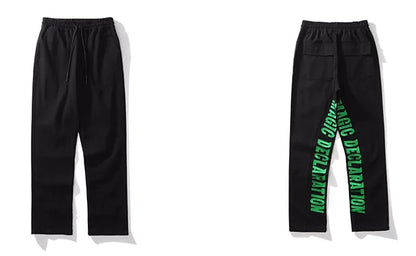 men jeans hip hop letters embroidery denim jeans high street casual loose straight elastic waist joggers hip hop streetwear pant unique joggers style 2847