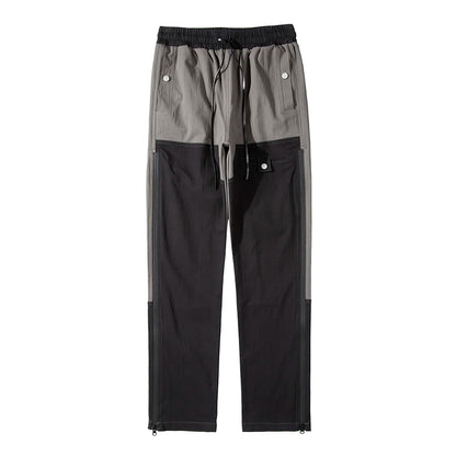 Ankle Zipper Color Block Streetwear Straight Casual Cargo Pants for Men Drawstring Harajuku Oversize Hip Hop Loose Trousers Street King Limited