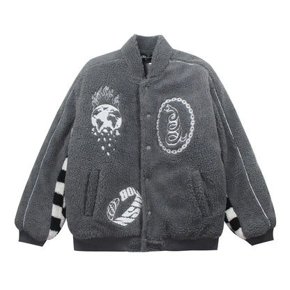 men hip hop harajuku letter embroidery fleece jackets and coats new outerwears winter warm thick streetwear bomber jacket parkas unique default style 5033