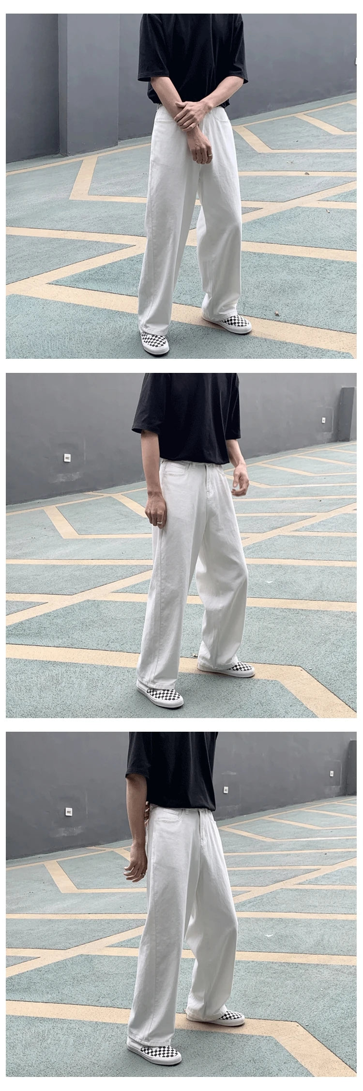Wide Leg Jeans Men Fashion Casual White Jeans Men Streetwear Korean Loose Hip-hop Straight Jeans Mens Denim Trousers M-3XL Street King Limited