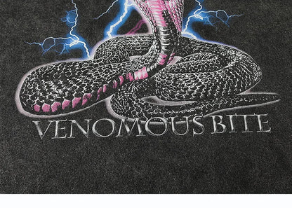 Men Washed T Shirt Hip Hop Streetwear Lightning Snake Print T-Shirt Harajuku Cotton Casual Tshirt Short Sleeve Tops Tees Black Street King Limited