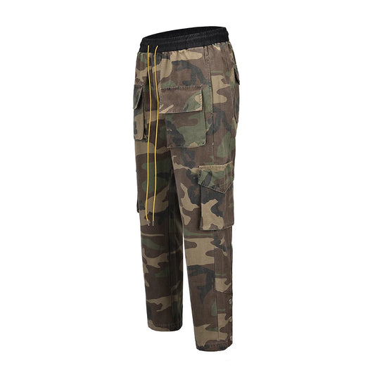 Camouflage Cargo Pants Bieber Hip Hop Vintage Multi-pocket Bottom Button Men's Cargo Trousers Streetwear Mens Military Pants Street King Limited