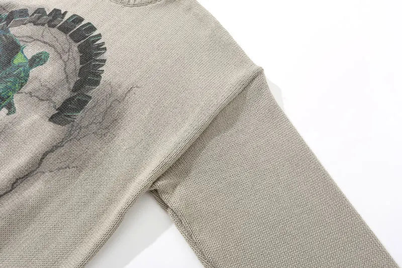GONTHWID Knitted Sweaters Hip Hop Lightning 3D Angel Statue Print Pullover Sweater Streetwear Hip Hop Fashion Casual Loose Tops Street King Limited