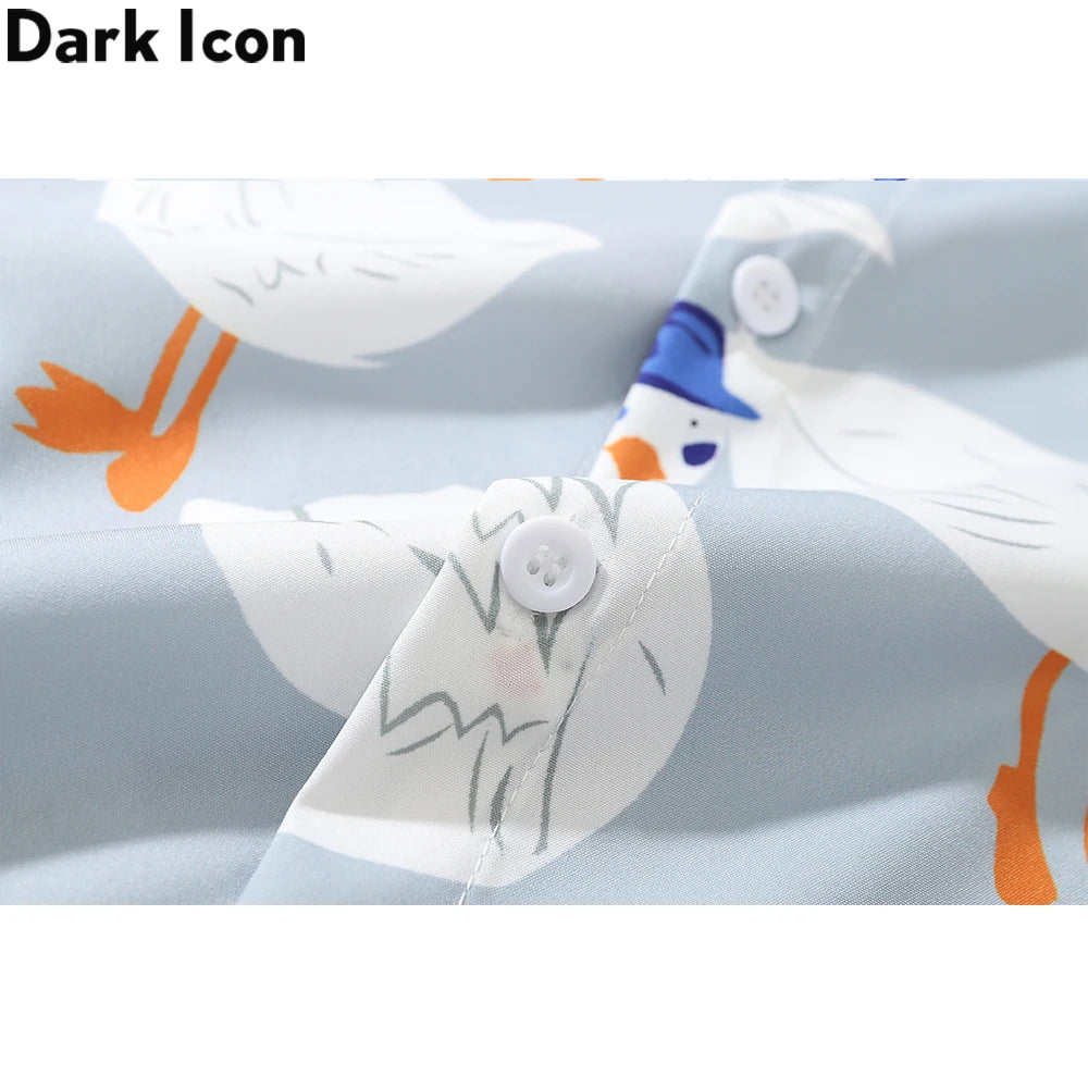 Dark Icon Full Prined Oversized Men's Shirt Short Sleeve Summer Streetwear Shirts for Men Street King Limited