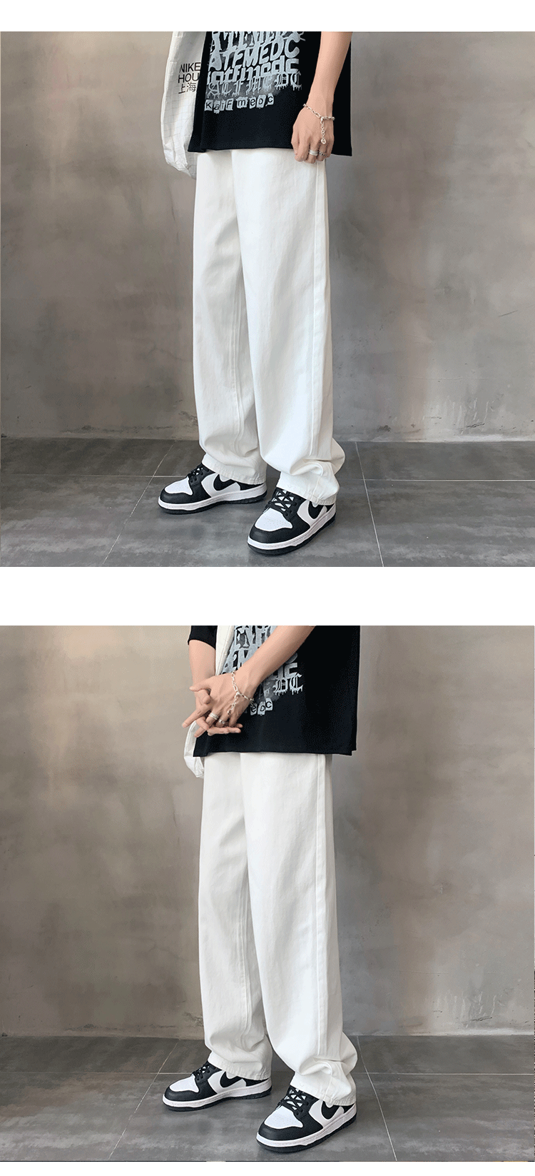White Jeans Men Fashion Casual Wide Leg Jeans Men Streetwear Loose Hip-hop Straight Denim Pants Mens jean Trousers M-3XL Street King Limited