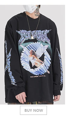 Mens Hip Hop Streetwear Harajuku Sweater Vintage Retro Japanese Style Anime Girl Knitted Sweater 2023 Autumn Cotton Pullover Street King Limited