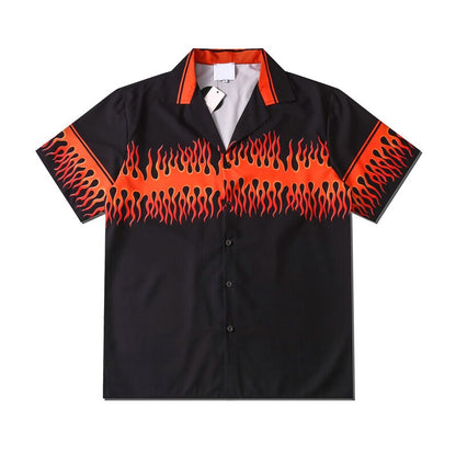 "Orange Flame" Unisex Men Women Streetwear Graphic Shirt Daulet Apparel
