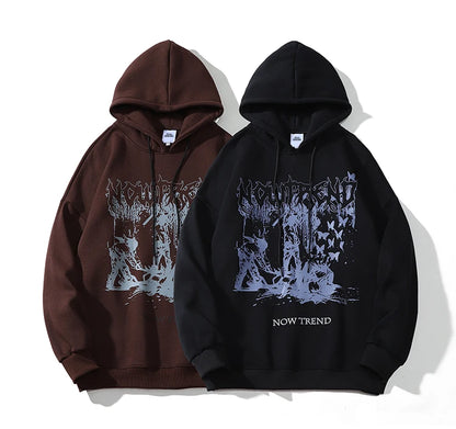 Streetwear Sweatshirt Hip Hop Hoodie Butterfly Print Hooded Pullover 2023 Men Winter Harajuku Cotton Fleece Hoodie Sweatshirt Street King Limited