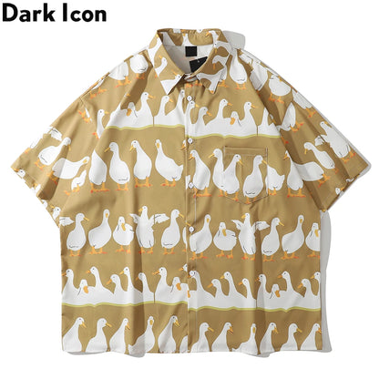 Dark Icon Funny Printed Oversized Men's Shirt 2021 Summer Holiday Hawaiian Shirts Male Top 2 Colors Street King Limited