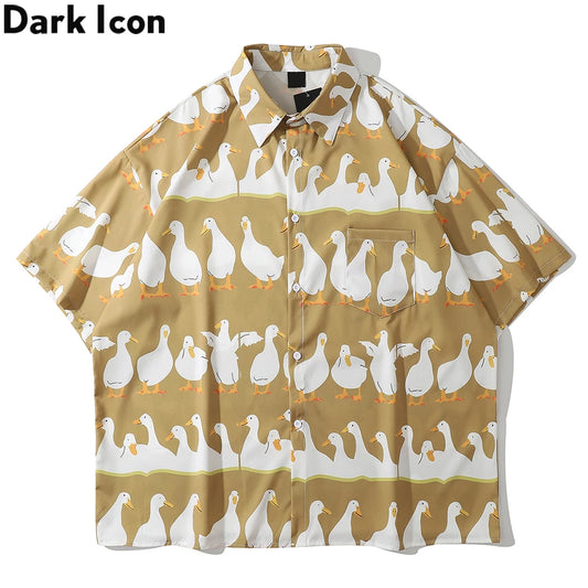 Dark Icon Funny Printed Oversized Men's Shirt 2021 Summer Holiday Hawaiian Shirts Male Top 2 Colors Street King Limited