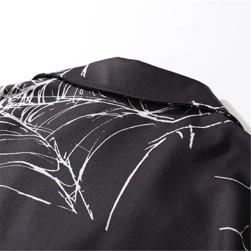 Rainbowtouches Men Retro Spider Web Printing Shirts Hip Hop Street Wear Comfortable Polyester Fashion Unisex Fancy Goods Prints Street King Limited
