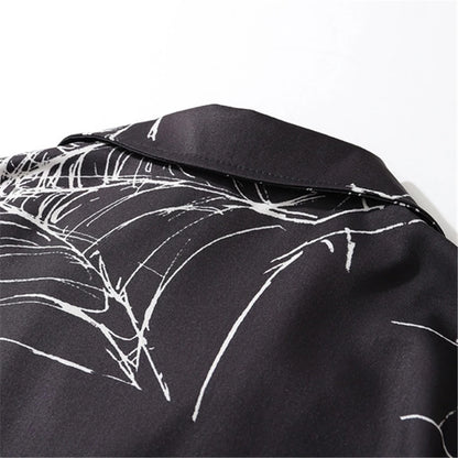 Rainbowtouches Men Retro Spider Web Printing Shirts Hip Hop Street Wear Comfortable Polyester Fashion Unisex Fancy Goods Prints Street King Limited