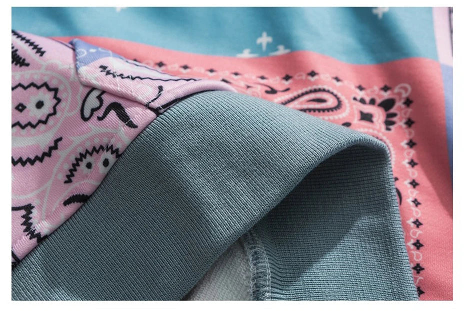 Bandana Patchwork Hoodies Sweatshirts Streetwear 2020 Autumn Mens Hip Hop Casual Hooded Pullover Hoodie Harajuku Tops WY086 Street King Limited