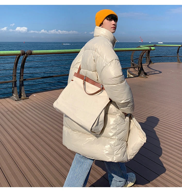 Winter Oversized Down Jacket Men Warm Fashion Casual Long Coat Men Streetwear Korean Loose Thick Jacket Mens Parker Overcoat Street King Limited