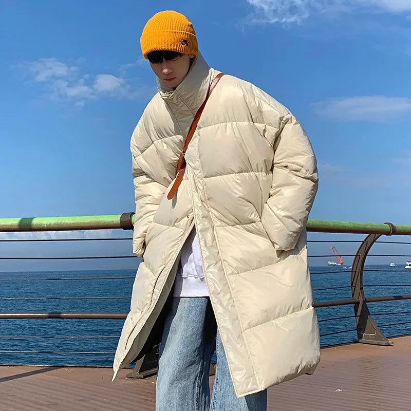 Winter Oversized Down Jacket Men Warm Fashion Casual Long Coat Men Streetwear Korean Loose Thick Jacket Mens Parker Overcoat Street King Limited