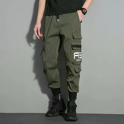 men hip hop black cargo pants joggers sweatpants overalls men ribbons streetwear harem pants women fashions trousers unique joggers style 2525