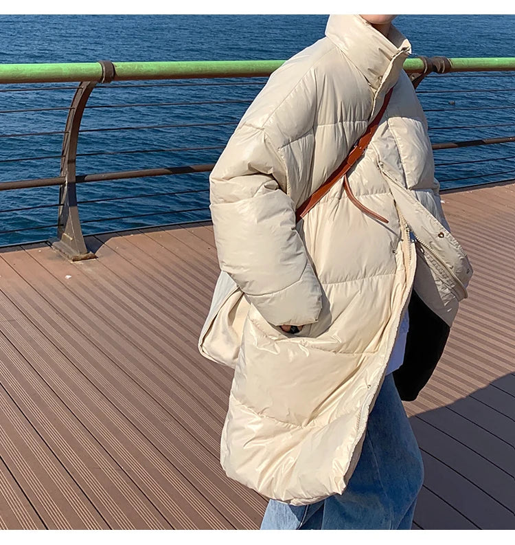 Winter Oversized Down Jacket Men Warm Fashion Casual Long Coat Men Streetwear Korean Loose Thick Jacket Mens Parker Overcoat Street King Limited