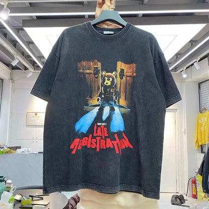 Spring summer new product the same drop-out bear print short-sleeved T-shirt man Street King Limited