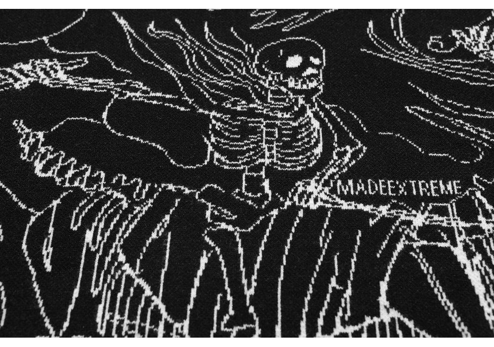 Vintage Knitted Sweater Harajuku Ukiyo-e Style Skull Graffiti Pullover 2021 Autumn Streetwear Sweater Men Women Cotton Knitwear Street King Limited