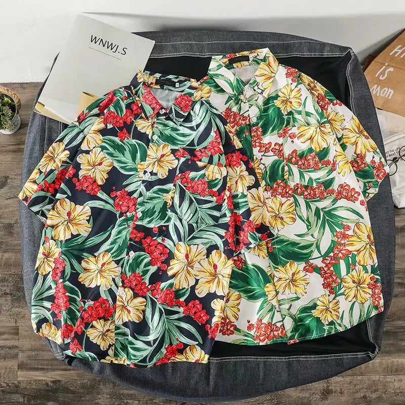 Casual Mens Shirts Fashion Bermuda sandy beach Printed short sleeve Men Shirts Streetwear Jogger Sports undershirt Homme chemise Street King Limited