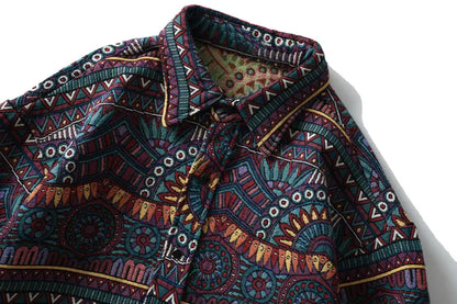 Streetwear Gonthwid Knitted Shirts Harajuku Geometry Nation Style Flowers Button Gonthwid Knitted Shirts Harajuku Geometry Nation Style Flowers Button Shirt Streetwear Hip Hop Casual Long Sleeve Tops Coats Fashion Sweater Jacket With Graphic Design For Men