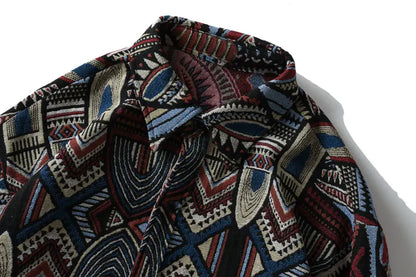 Streetwear Gonthwid Knitted Shirts Nation Style Geometry Flowers Color Block Patc Gonthwid Knitted Shirts Nation Style Geometry Flowers Color Block Patchwork Long Sleeve Button Shirt Hip Hop Casual Tops Coats Fashion Sweater Jacket With Graphic Design For Men