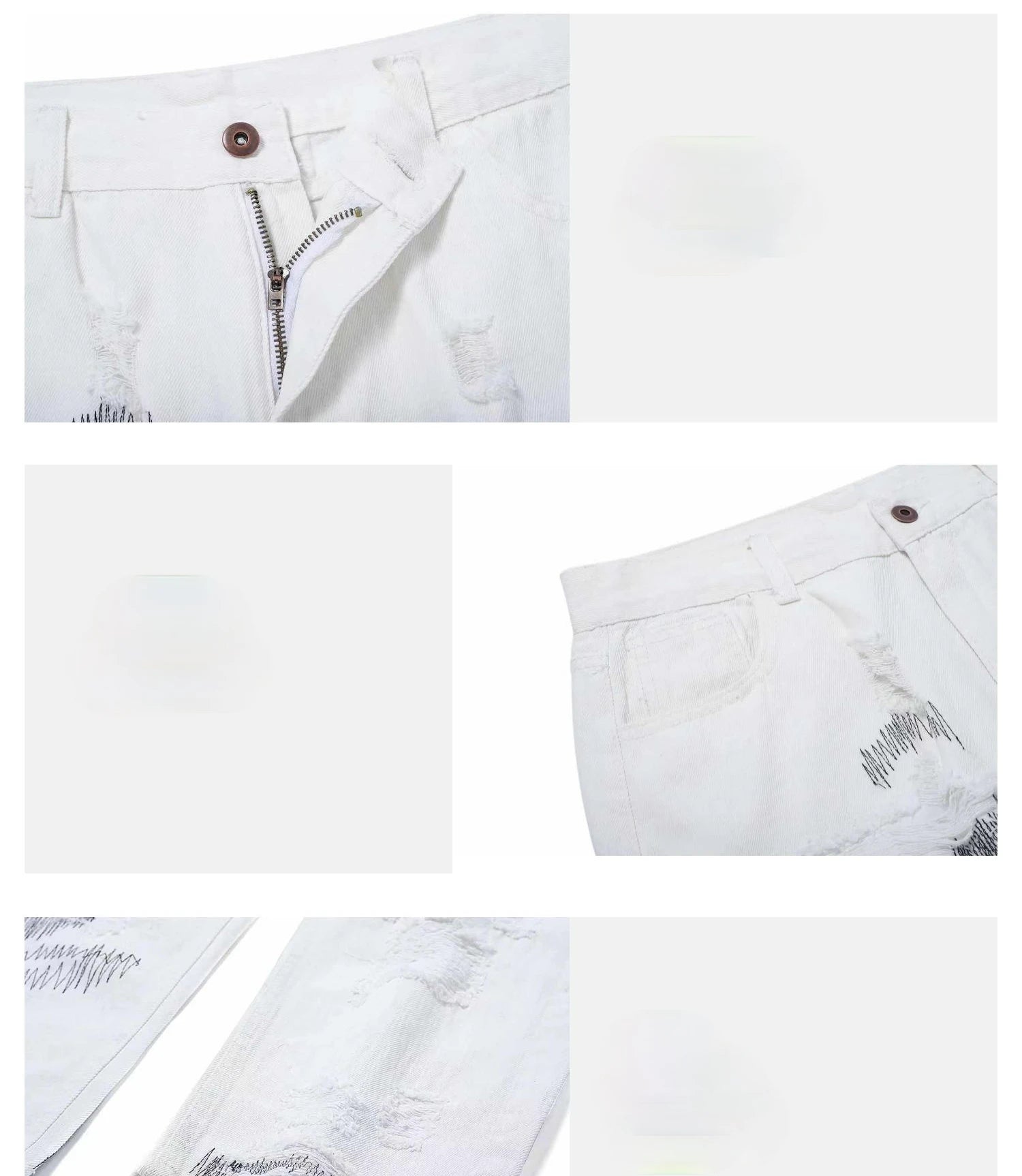 mens high street denim jean pants new casual loose ripped holes straight zipper white jeans trousers hip hop streetwear joggers unique joggers style 1602