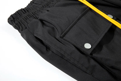 high street multi pocket casual trousers for men and women side breasted drawstring cargo pants harajuku solid loose pants unique cargo style 3126