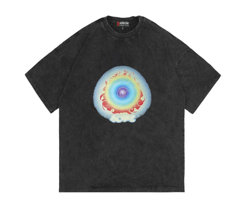 Rainbowtouches 2022 New Half-Sleeve T-Shirt Unisex High Street Colour Printing Loose Casual T-shirts Punk Hip Hop Fashion Tops Street King Limited