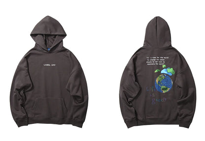 2023 Hip Hop Streetwear Hoodies Sweatshirt Globe Print Men Harajuku Pullover Hoodie Winter Fleece Cotton Autumn Sweatshirt Loose Street King Limited