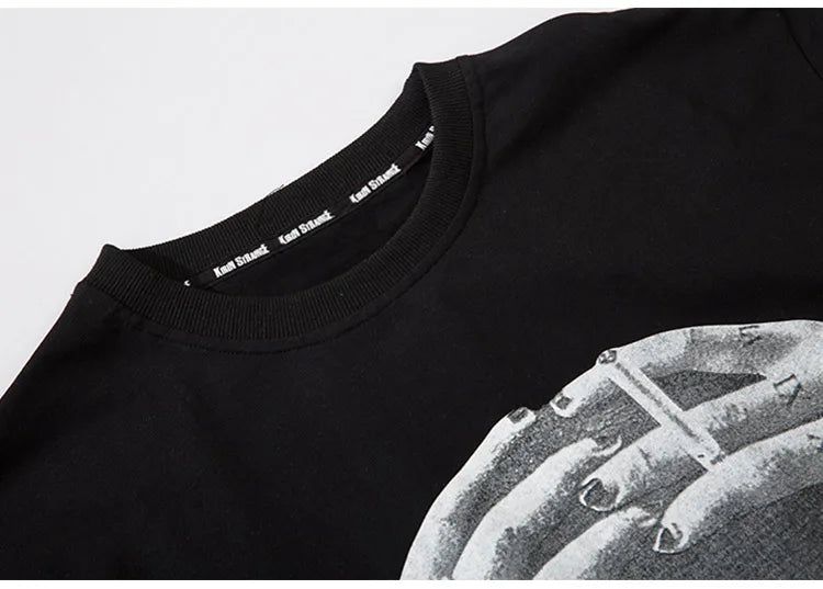 Aolamegs Men's Tee Shirts High Street Cool Boy Printed Oversized T Shirt Men Summer Casual All-match Vintage Advanced Streetwear Street King Limited