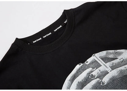 Aolamegs Men's Tee Shirts High Street Cool Boy Printed Oversized T Shirt Men Summer Casual All-match Vintage Advanced Streetwear Street King Limited