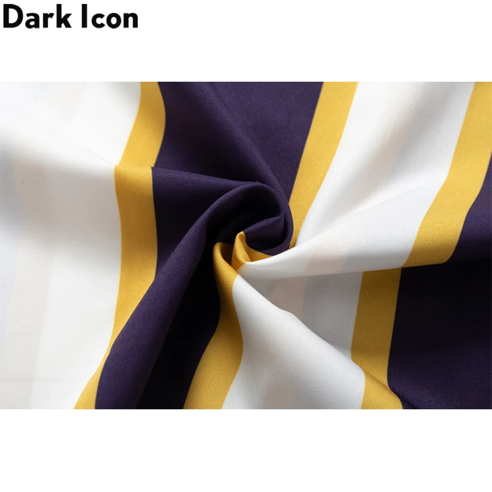 Dark Icon Big Stripe Hawaiian Shirt Men Summer Vintage Street Men's Shirt Short Sleeve Male Blouse Street King Limited