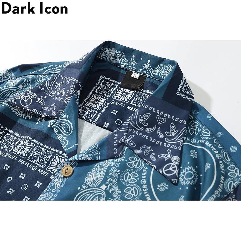 Dark Icon Bandana Full Printed Hawaiian Shirt 2020 Summer Vintage Shirts Men Street Shirts for Men Street King Limited