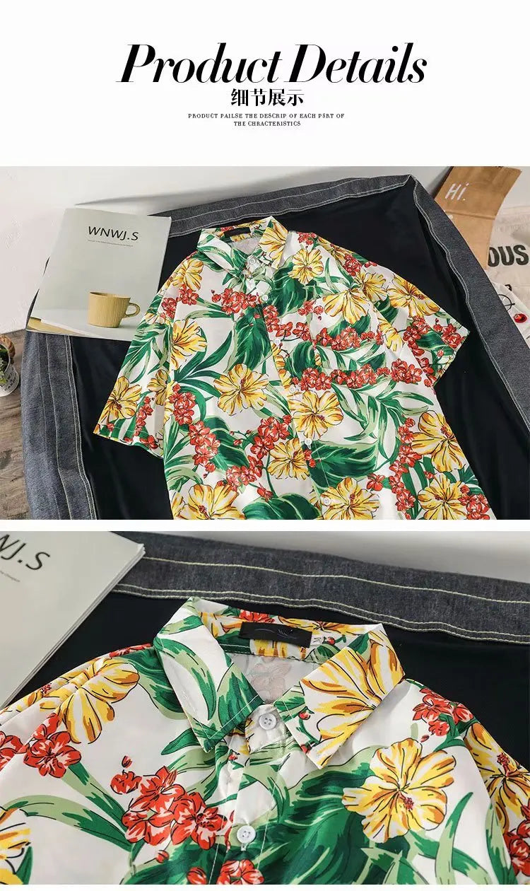 Casual Mens Shirts Fashion Bermuda sandy beach Printed short sleeve Men Shirts Streetwear Jogger Sports undershirt Homme chemise Street King Limited