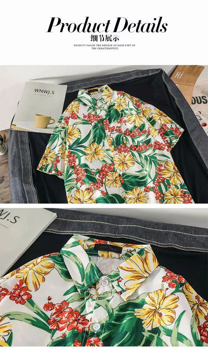 Casual Mens Shirts Fashion Bermuda sandy beach Printed short sleeve Men Shirts Streetwear Jogger Sports undershirt Homme chemise Street King Limited