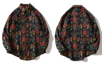 Streetwear Gonthwid Southwestern Aztec Tribal Indian Button Shirts Streetwear Hip Gonthwid Southwestern Aztec Tribal Indian Button Shirts Streetwear Hip Hop Casual Flowers Patterned Long Sleeve Shirt Coats Tops Fashion Sweater Jacket With Graphic Design For Men
