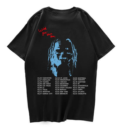 2021 New Fashion Hip Hop T Shirt Men Women Harajuku T-Shirts WISH YOU WERE HERE Letter Print Tees Tops Street King Limited