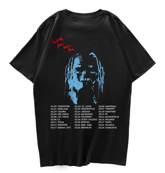 2021 New Fashion Hip Hop T Shirt Men Women Harajuku T-Shirts WISH YOU WERE HERE Letter Print Tees Tops Street King Limited