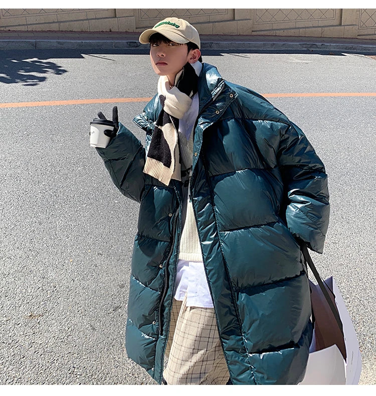 Winter Oversized Down Jacket Men Warm Fashion Casual Long Coat Men Streetwear Korean Loose Thick Jacket Mens Parker Overcoat Street King Limited