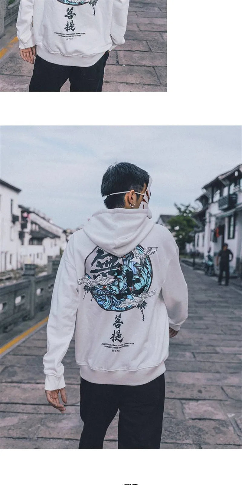 Japanese Chinese Style Hoodies Streetwear Sweatshirt Hooded Hip Hop Evil Devil Printed Hoodie Gothic Kpop Men Autumn Tops Male Street King Limited