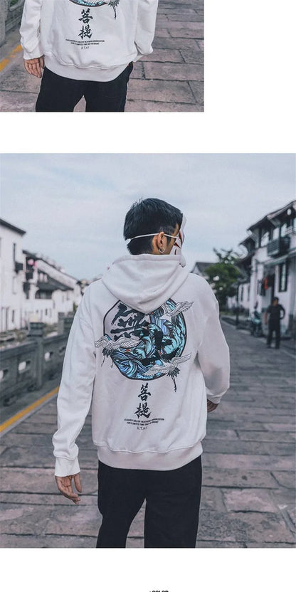 Japanese Chinese Style Hoodies Streetwear Sweatshirt Hooded Hip Hop Evil Devil Printed Hoodie Gothic Kpop Men Autumn Tops Male Street King Limited