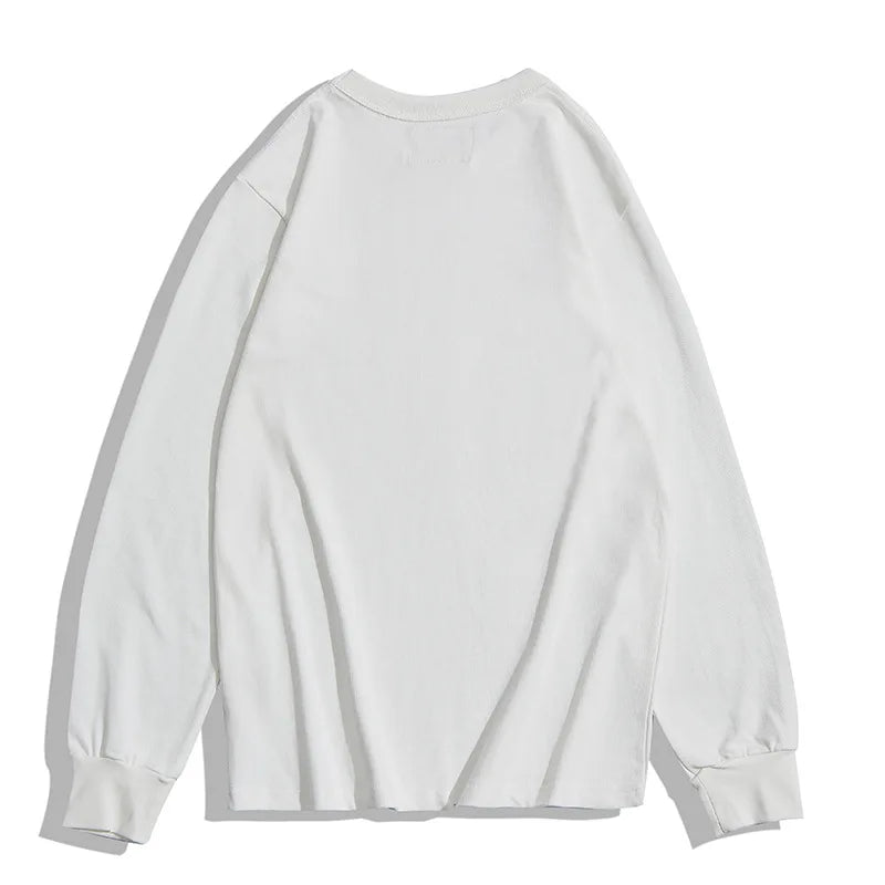 Heavy Long Sleeve T Shirt Men Autumn Winter New Round Neck Plain Color Thick Cotton T-shirt Casual Basic Bottoming Shirt Street King Limited