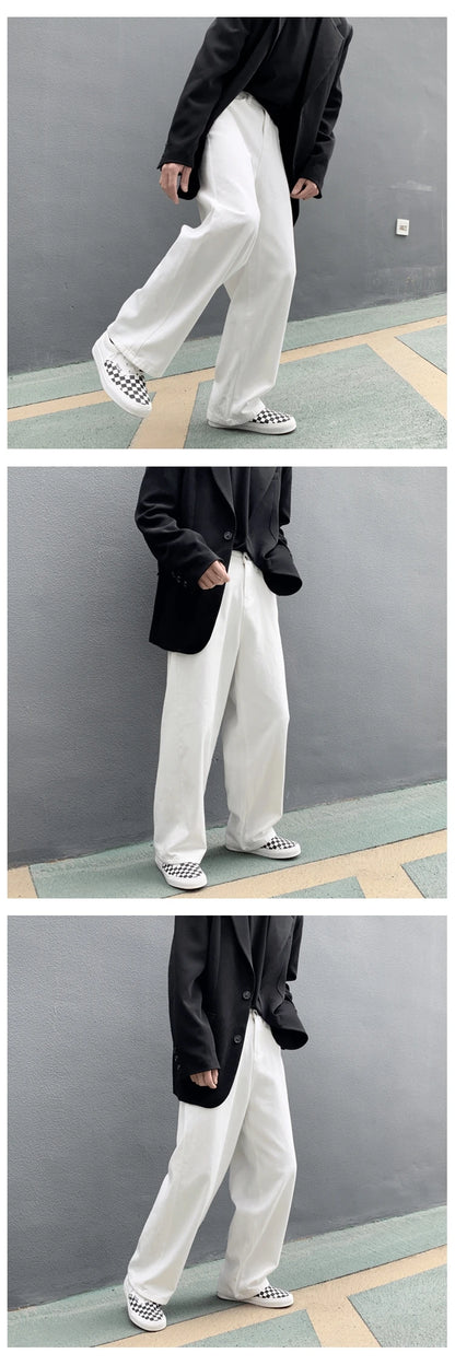 Wide Leg Jeans Men Fashion Casual White Jeans Men Streetwear Korean Loose Hip-hop Straight Jeans Mens Denim Trousers M-3XL Street King Limited