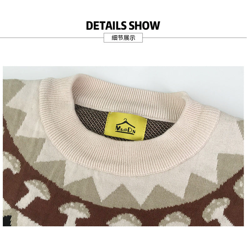 Japanese Knitted Sweater Women Men Cartoon Rabbit Pullover Jumpers Streetwear Hip Hop O-neck Loose Knitwear Sweater Tops Unisex Street King Limited