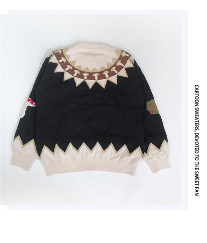 Japanese Knitted Sweater Women Men Cartoon Rabbit Pullover Jumpers Streetwear Hip Hop O-neck Loose Knitwear Sweater Tops Unisex Street King Limited