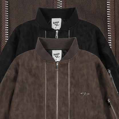 Men's Stand Up Collar PU Leather Jacket Autumn American Workwear Lapel Zipper Short Jacket Trend Casual Solid Color Bomber Coats Street King Limited