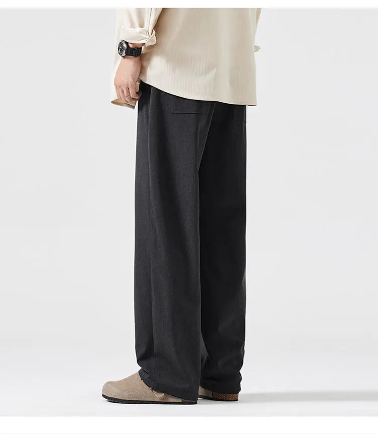 simple casual pants mens spring autumn loose fashion straight wide leg plus size pants cityboy streetwear trousers unique default style 2141