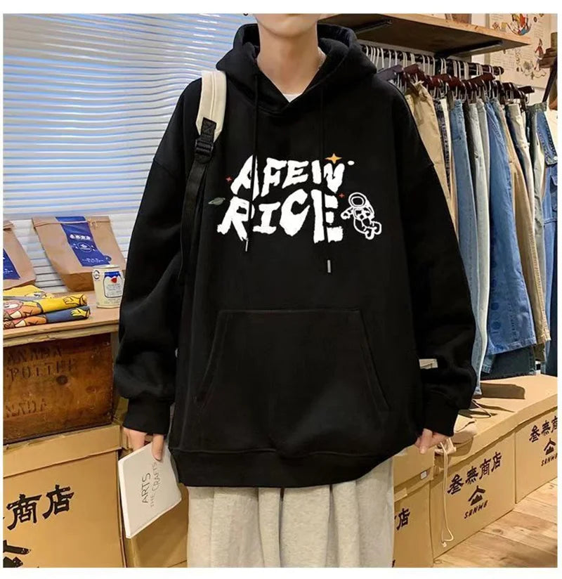 New Cartoon Astronaut Printed Pullover Hoodies For Men Autumn Letter Streetwear Oversized Hooded Sweatshirts Y2K Hip Hop Hoody Street King Limited